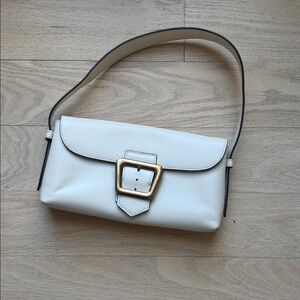 Sam Edelman White Shoulder Bag with Gold Buckle